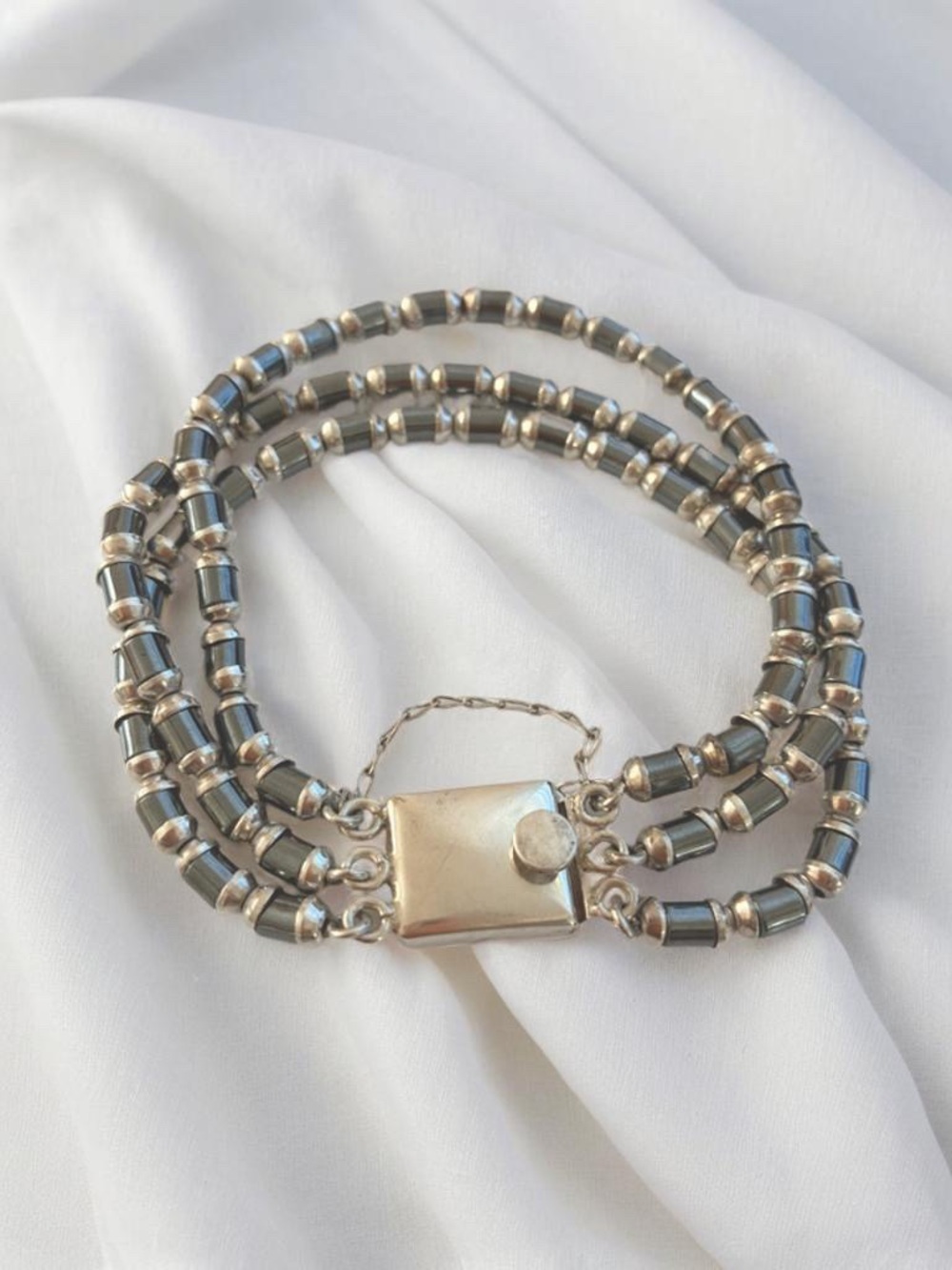 Silpada Silver and Hematite Triple-Strand Beaded Bracelet B0618